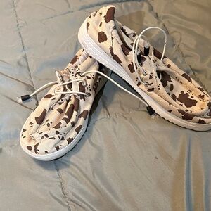 Casual Beige and Brown Slip-On Shoes Cowprint